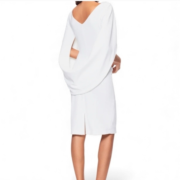 Betsy & Adam White Cape Sleeve Dress - Picture 2 of 10